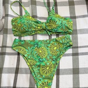 Vibrant Green Floral Bikini Set